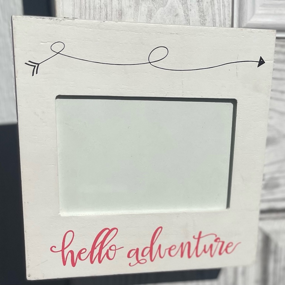 Hello Adventure White Photo Frame
